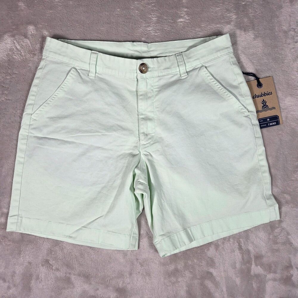 Chubbies Originals Shorts Men’s 30 Seafoam Green 7” Inseam Stretch Casual NWT